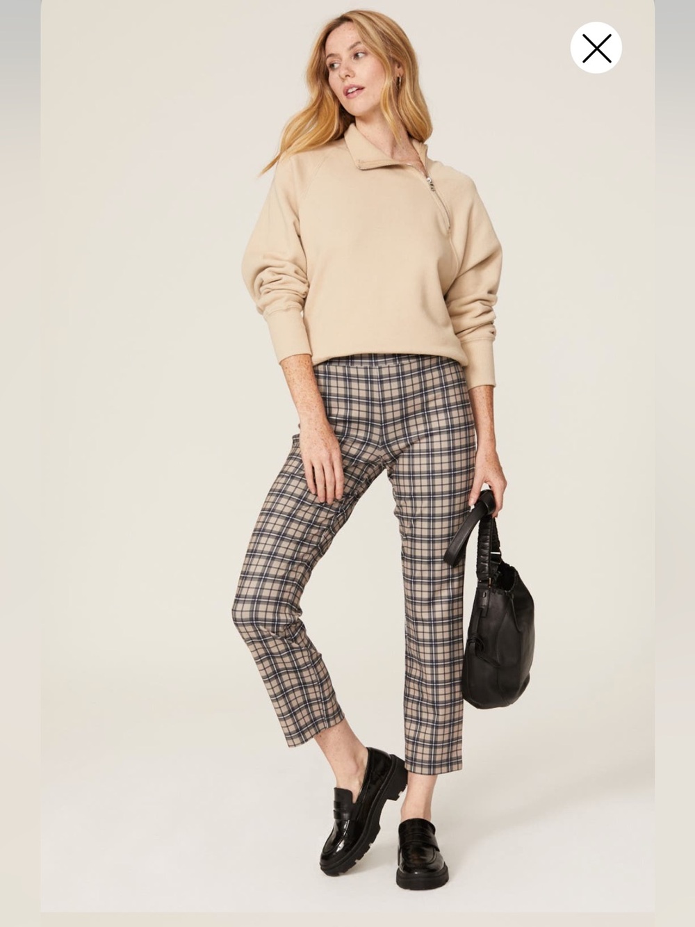 Sanctuary Carnaby Kick Crop Pant in Beige and Black Plaid Straight leg size M